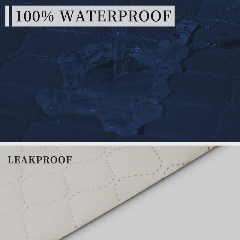 ISSUNTEX Double Protection 100% Waterproof Loveseat Sofa Covers for Living Room  Couch Covers for 2 Cushion Couch Sofa  Reversible Furniture Protector Sofa Cover for Dogs (Loveseat  Navy/Ivory) - Image 3